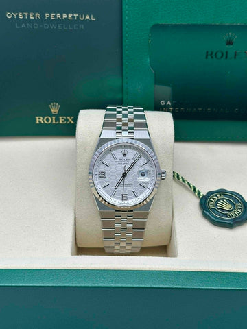 Rolex Land Dweller White Honeycomb Dial Flat Jubilee Bracelet 127234