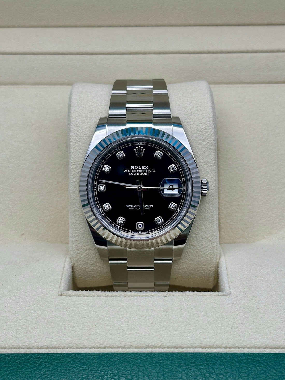 Rolex Datejust 41 126334, 2024, black diamond dial, Oyster bracelet