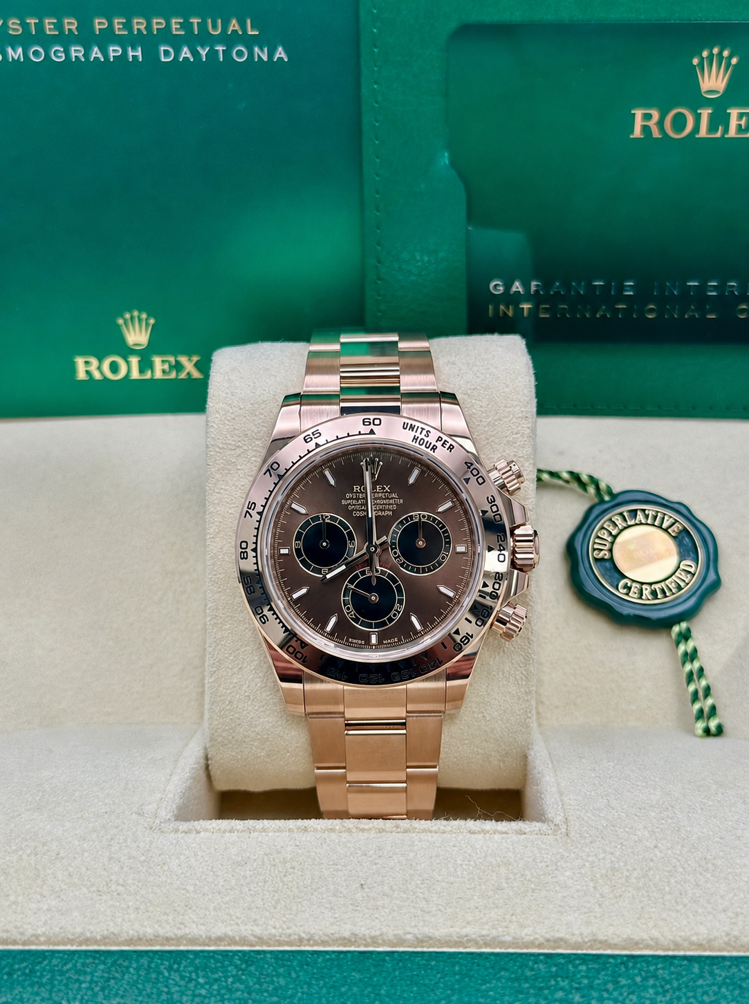 Rolex Everose Gold Cosmograph Daytona Watch - Fixed Bezel - Chocolate Dial Oyster - 126505