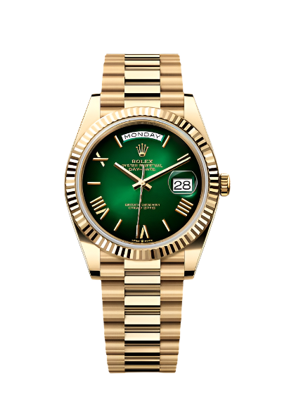 Rolex Day-Date 40 Green Ombre Dial 18K Yellow Gold President Men's Watch 228238