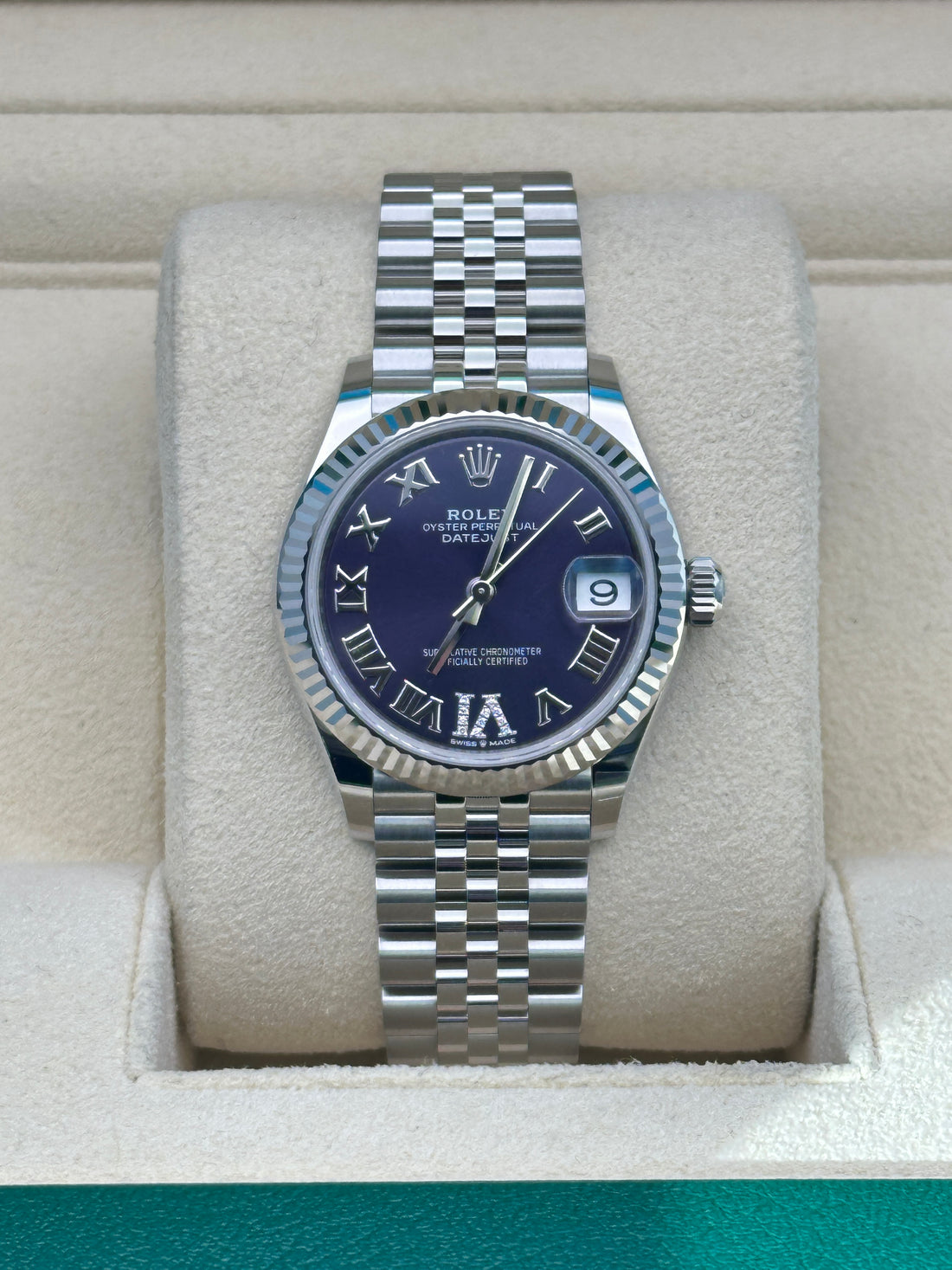 Rolex Datejust 31 278274, 2024, aubergine Roman diamond 6 dial, Jubilee bracelet