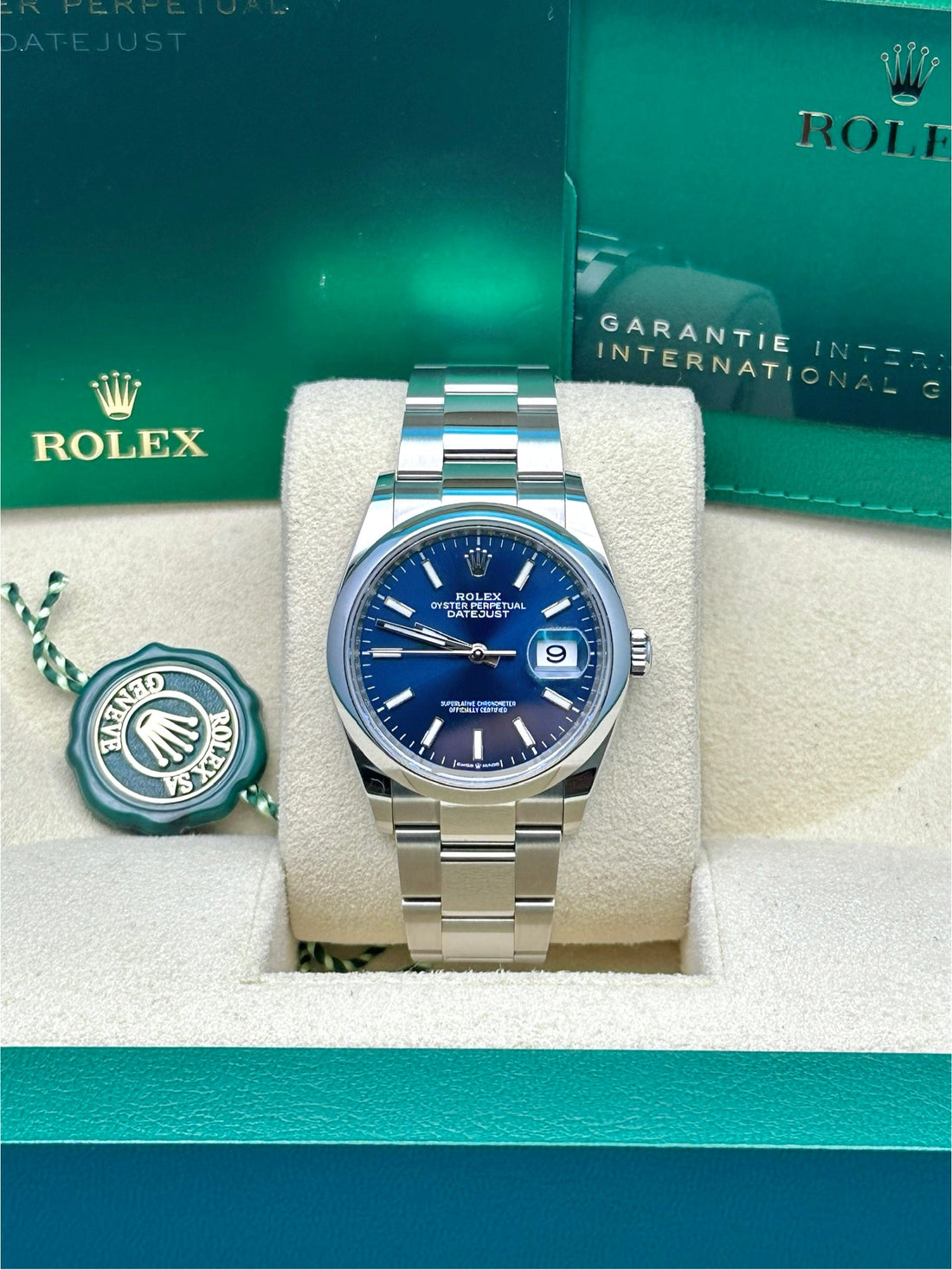 Rolex Steel Datejust 36 Watch - Domed Bezel - Blue Index Dial - Oyster Bracelet - 2019 Release - 126200 blio