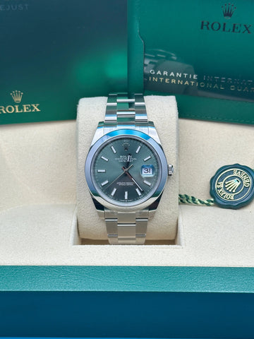 Rolex Datejust 41 126300GOB, 2024, mint green index dial, Oyster bracelet