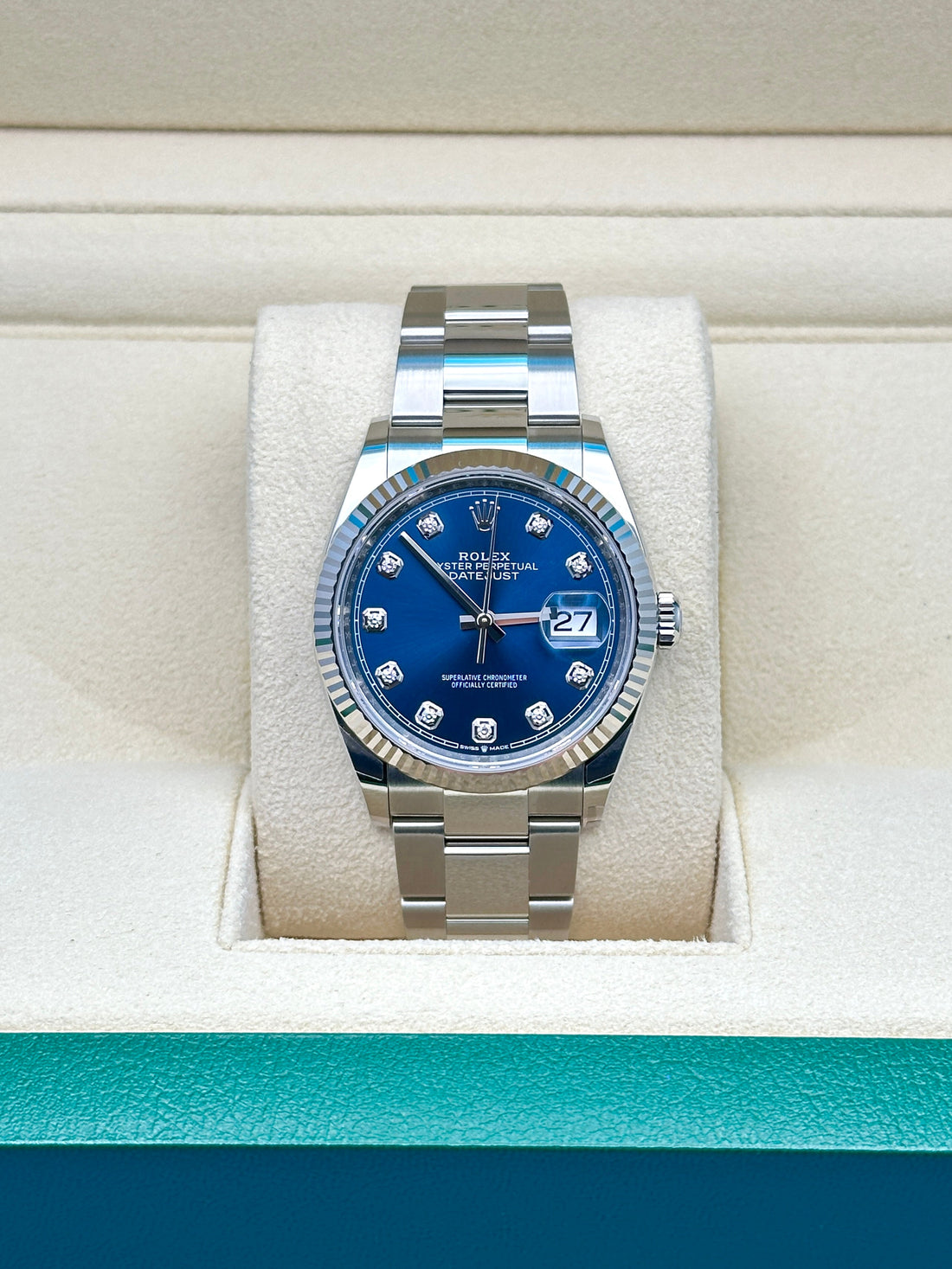 Rolex Datejust 36 126234, 2024, blue diamond dial, Oyster bracelet