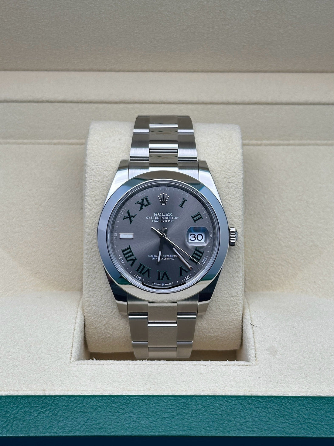 Rolex Datejust 41 126300, 2024, slate green Roman dial, Oyster bracelet