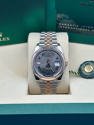 Rolex Steel and Everose Rolesor Datejust 41  - Slate Gray Green Roman Dial - Jubilee Bracelet - 126331 slgrj