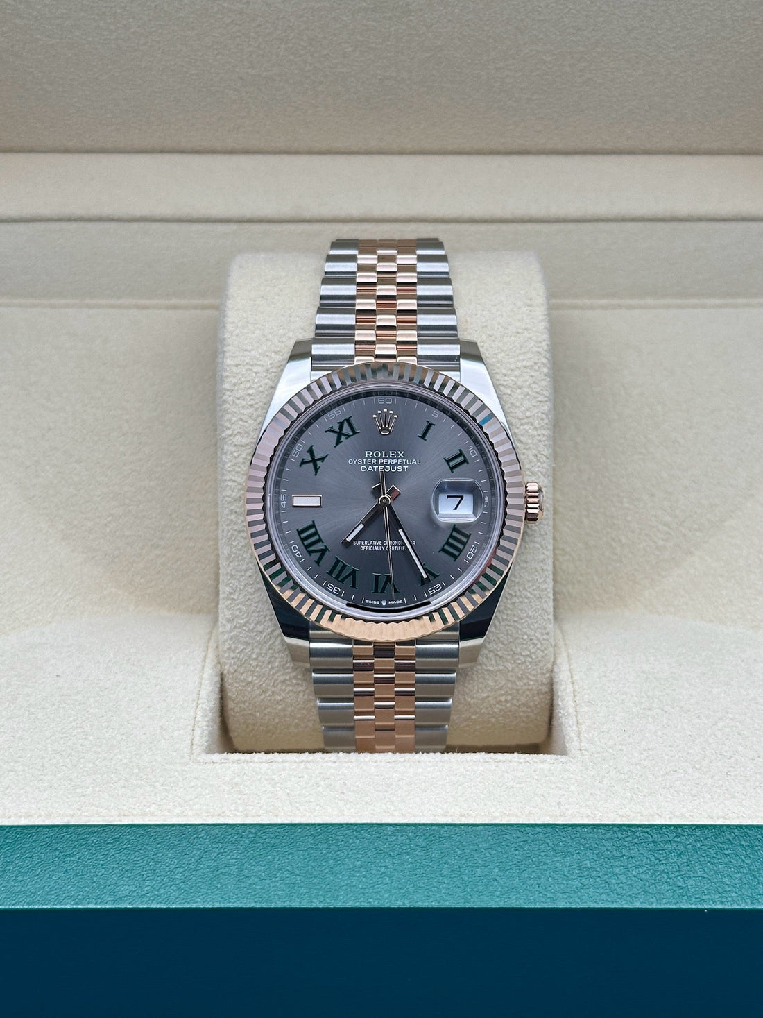 Rolex Datejust 41 126331, 2024, slate gray green Roman dial, Jubilee bracelet