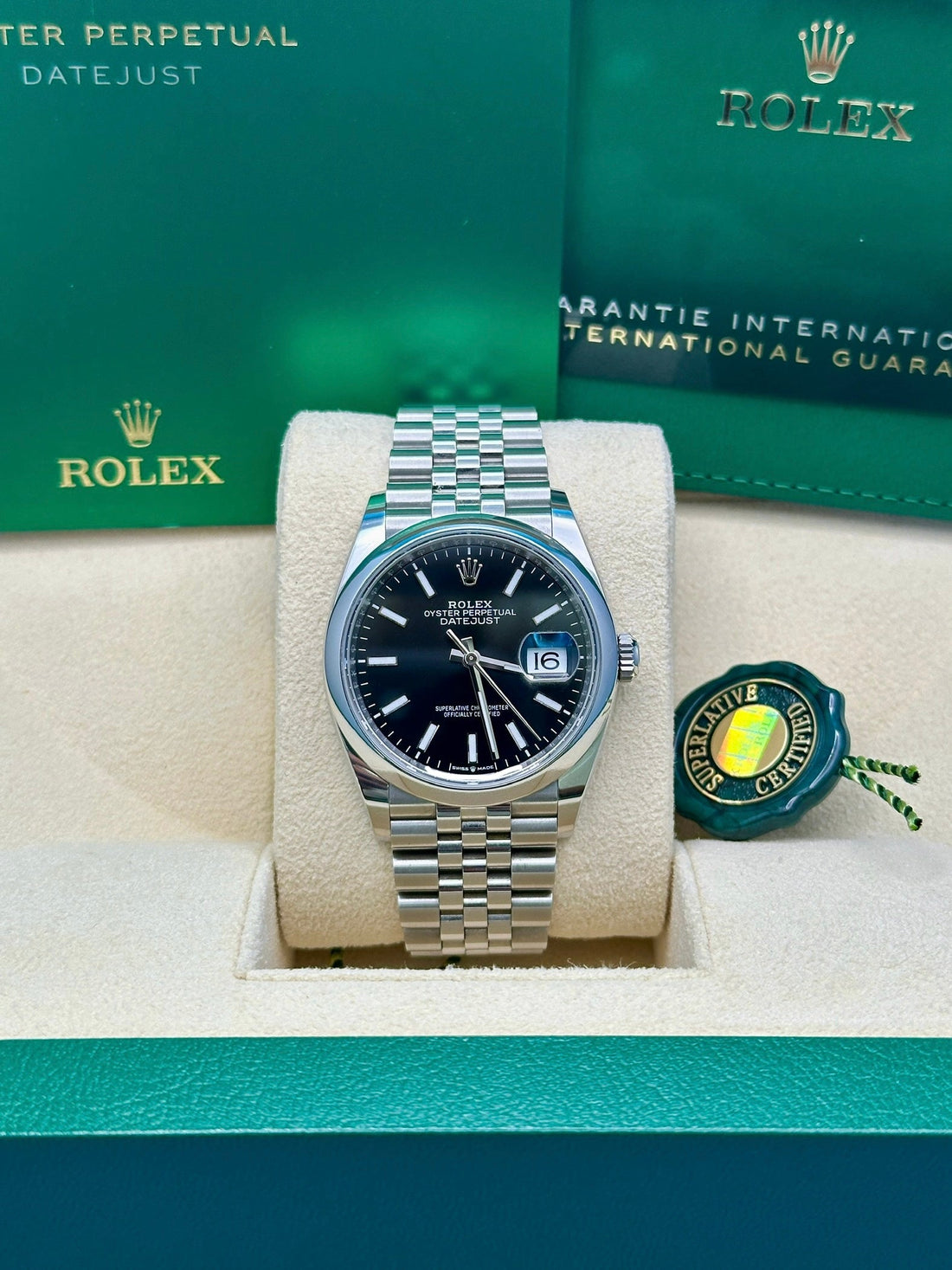 Rolex Steel Datejust 36 Watch - Domed Bezel - Black Index Dial - Jubilee Bracelet - 2019 Release - 126200 bkij