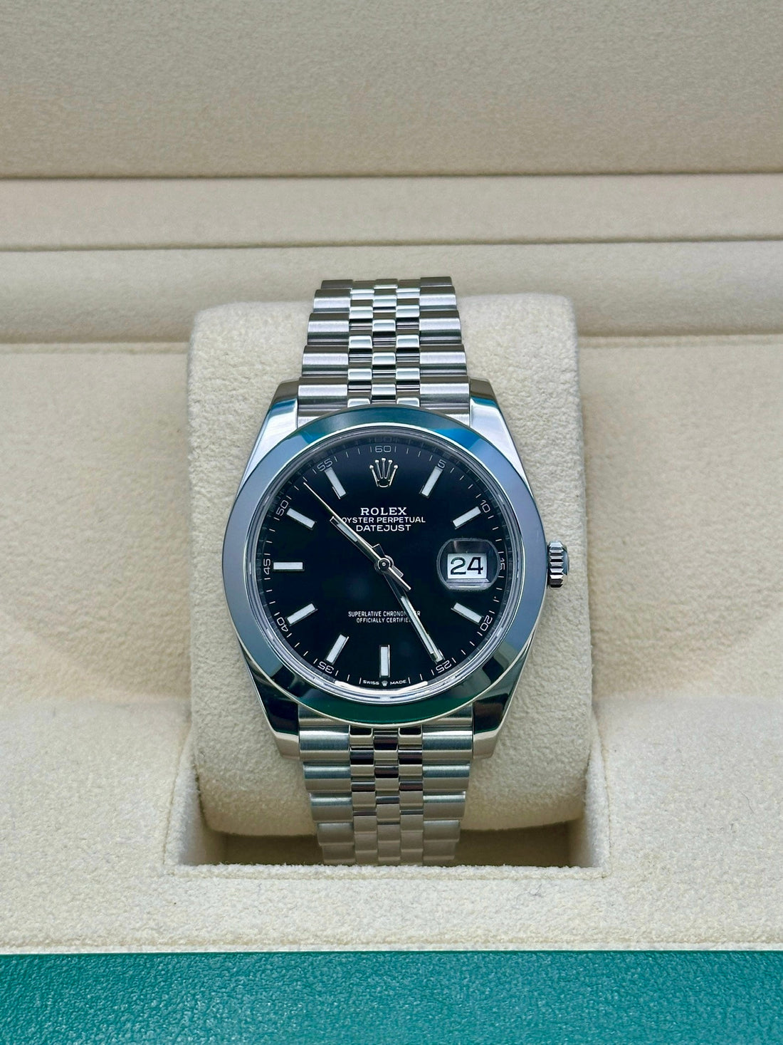 Rolex Datejust 41 126300, 2024, black index dial, Jubilee bracelet