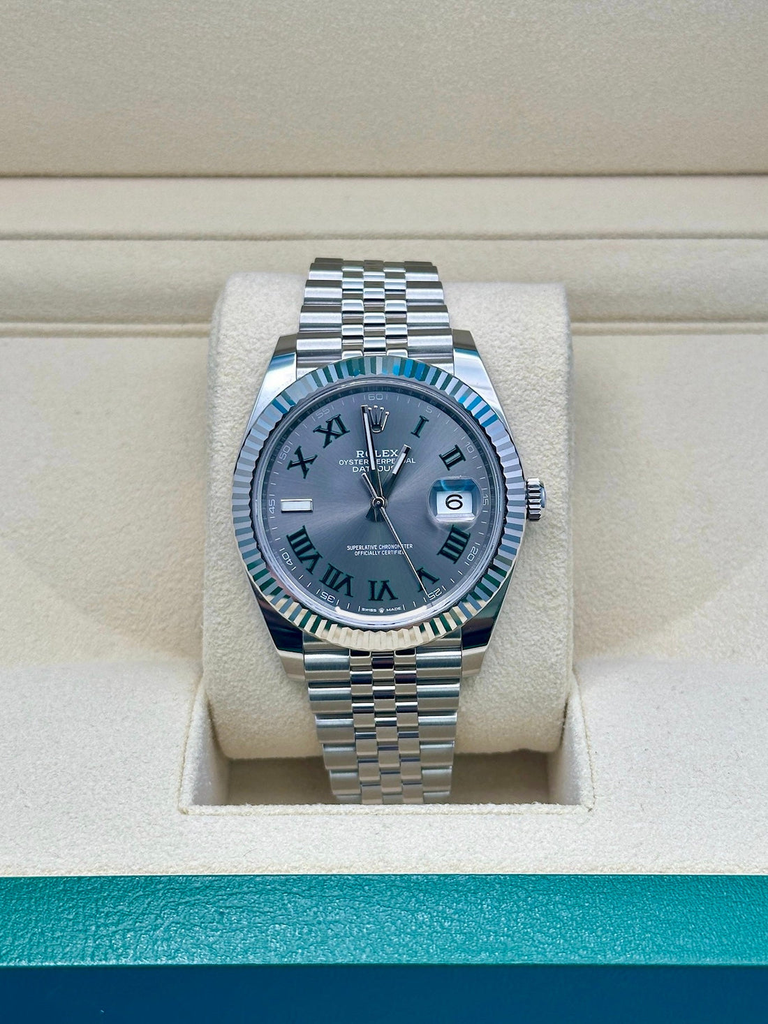 Rolex Steel and White Gold Rolesor Datejust 41  - Wimbledon Dial - Jubilee Bracelet - 126334 slgrj