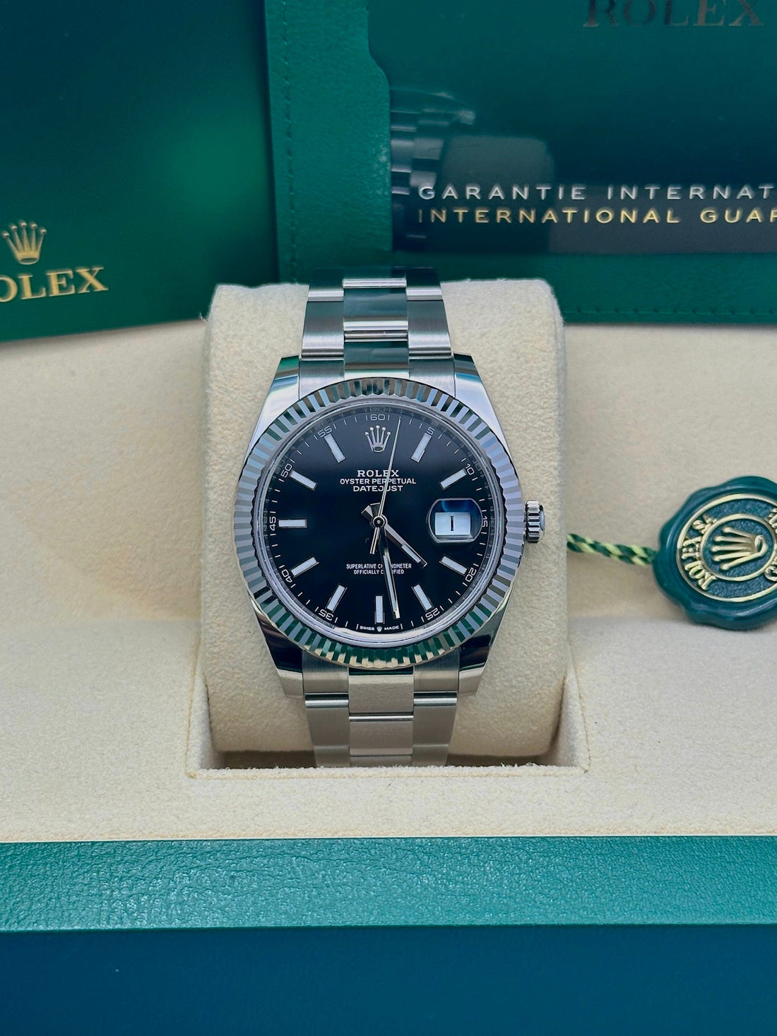 Rolex Steel and White Gold Rolesor Datejust 41 Watch - Fluted Bezel - Black Index Dial - Oyster Bracelet - 126334 bkio