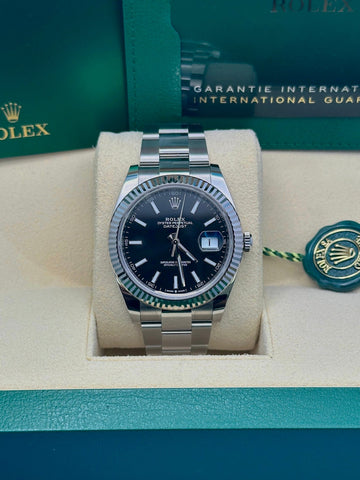 Rolex Steel and White Gold Rolesor Datejust 41  - Black Index Dial - Oyster Bracelet - 126334 bkio