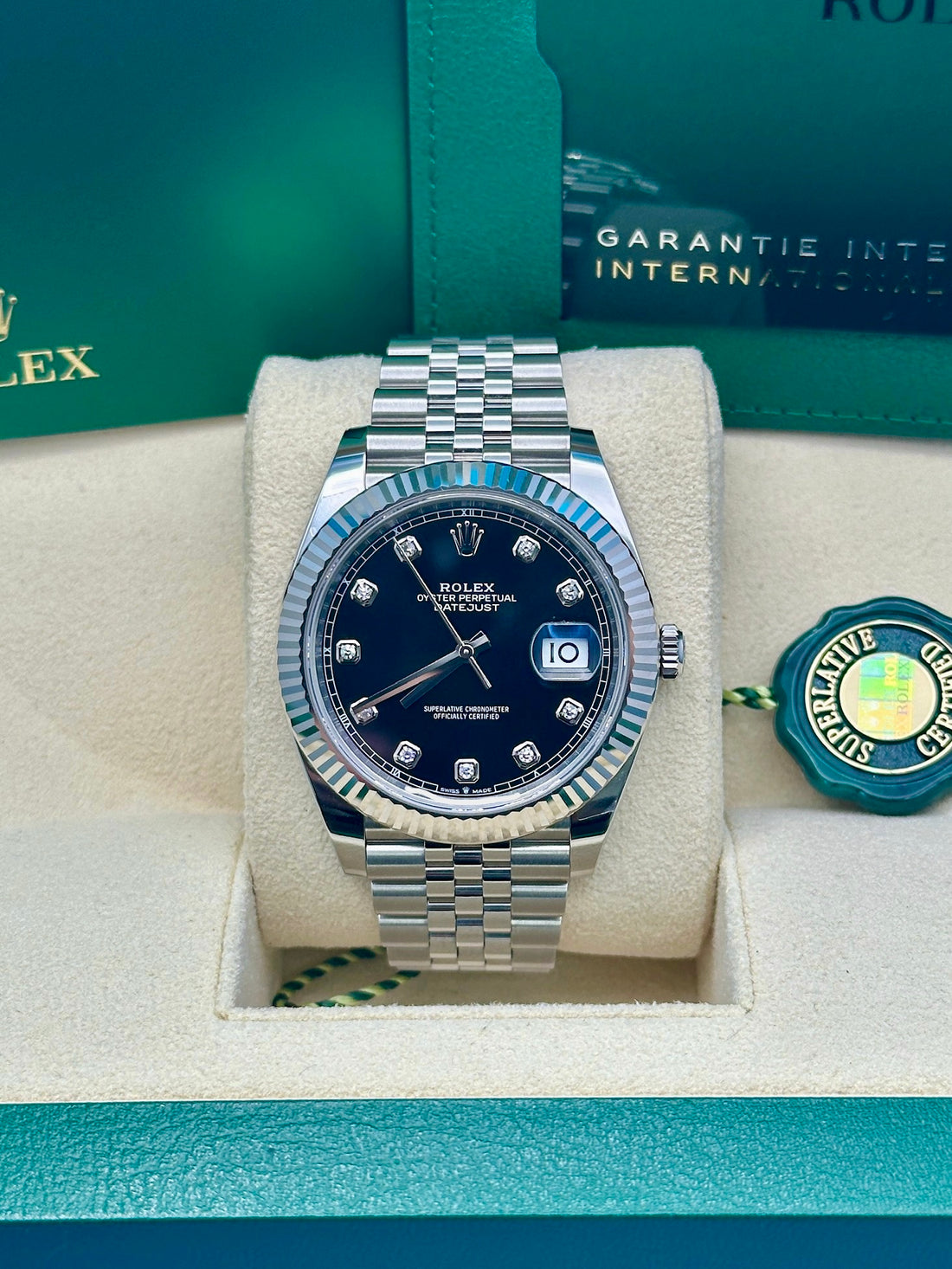 Rolex Steel and White Gold Rolesor Datejust 41 Watch - Fluted Bezel - Black Diamond Dial - Jubilee Bracelet - 126334 bkdj