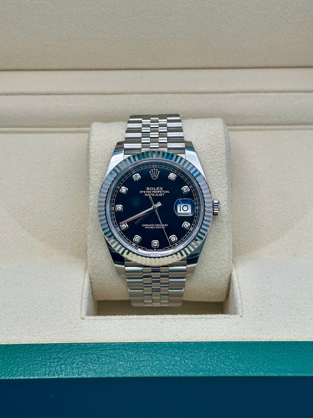 Rolex Datejust 41 126334, 2024, black diamond dial, Jubilee bracelet