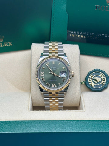 Rolex Steel and Yellow Gold Rolesor Datejust 36  - Olive Green Roman Dial - Jubilee Bracelet - 126233 ogdr69j