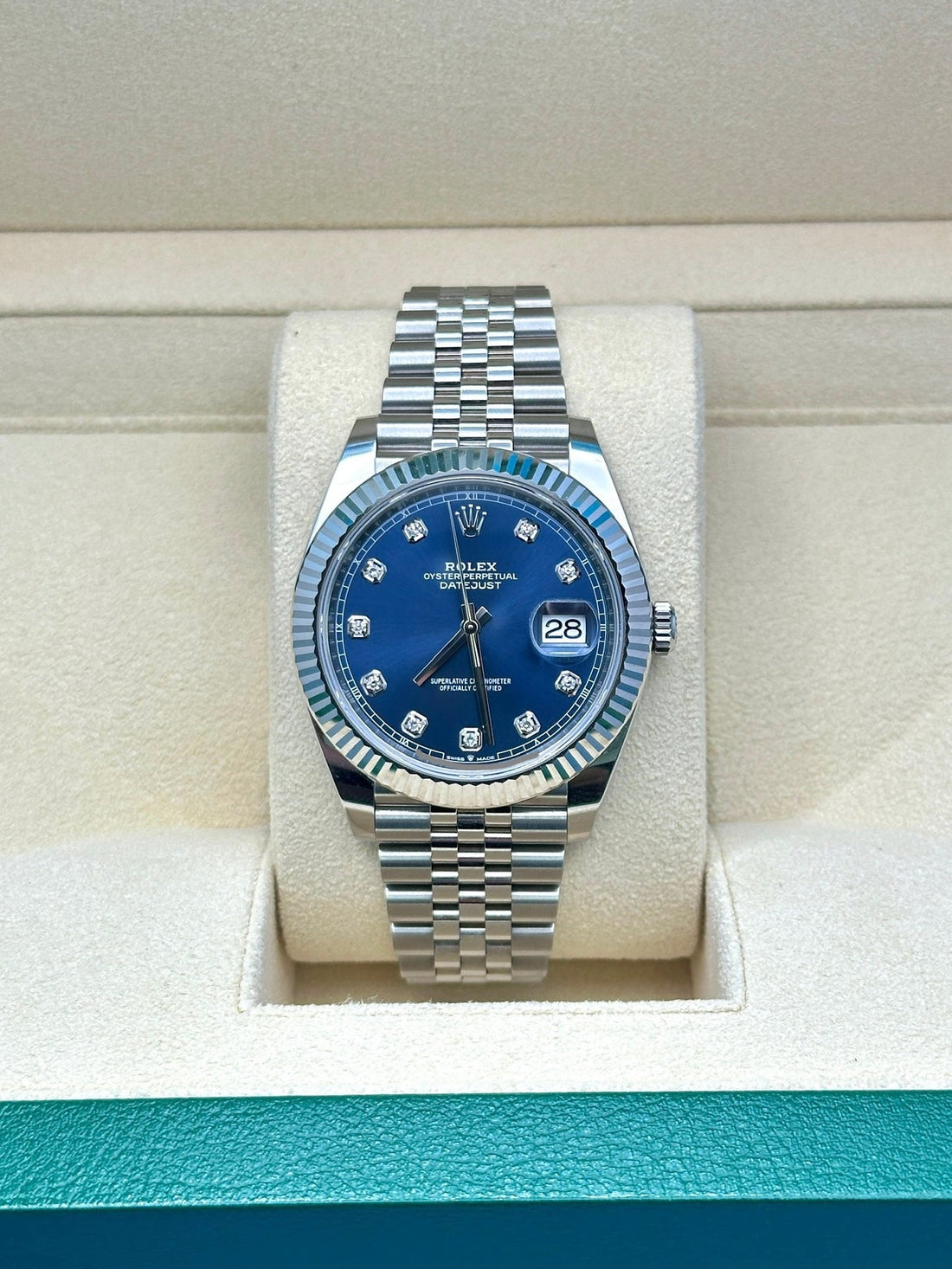 Rolex Datejust 41 126334, 2024, blue diamond dial, Jubilee bracelet