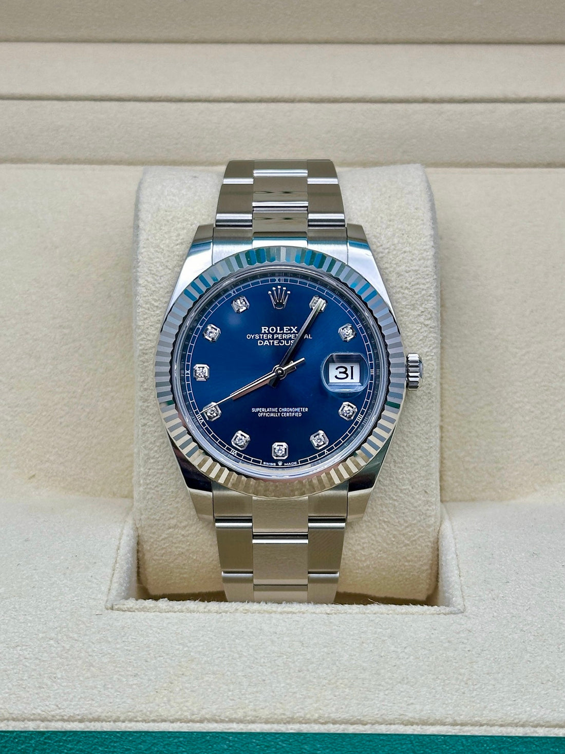 Rolex Datejust 41 126334, 2024, blue diamond dial, Oyster bracelet