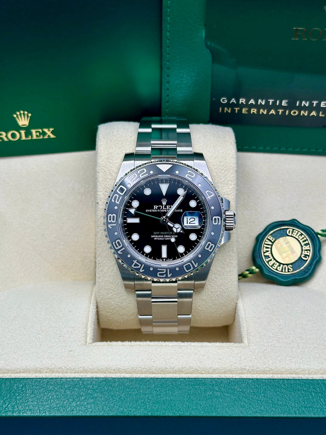 Rolex Steel GMT-Master II 40 Watch - Black And Grey Bruce Wayne Bezel - Black Dial - Oyster Bracelet - 126710GRNR