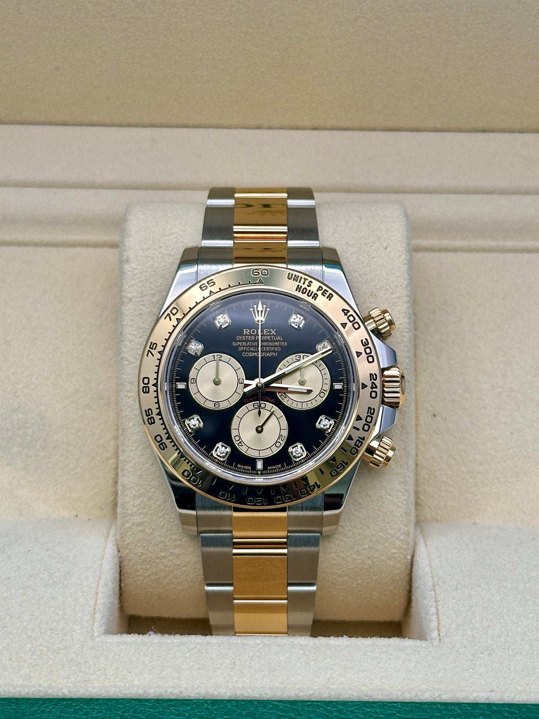 Rolex Daytona 126503, 2024, black and golden diamond dial, Oyster bracelet