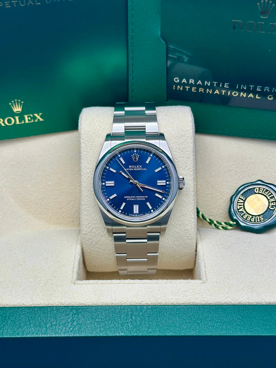 Rolex Oyster Perpetual 36 Watch - Domed Bezel - Blue Index Dial - Oyster Bracelet - 2020 Release - 126000 bluio