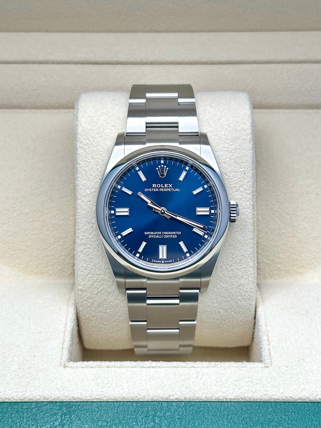 Rolex Oyster Perpetual 36 126000, 2023, blue index dial, Oyster bracelet