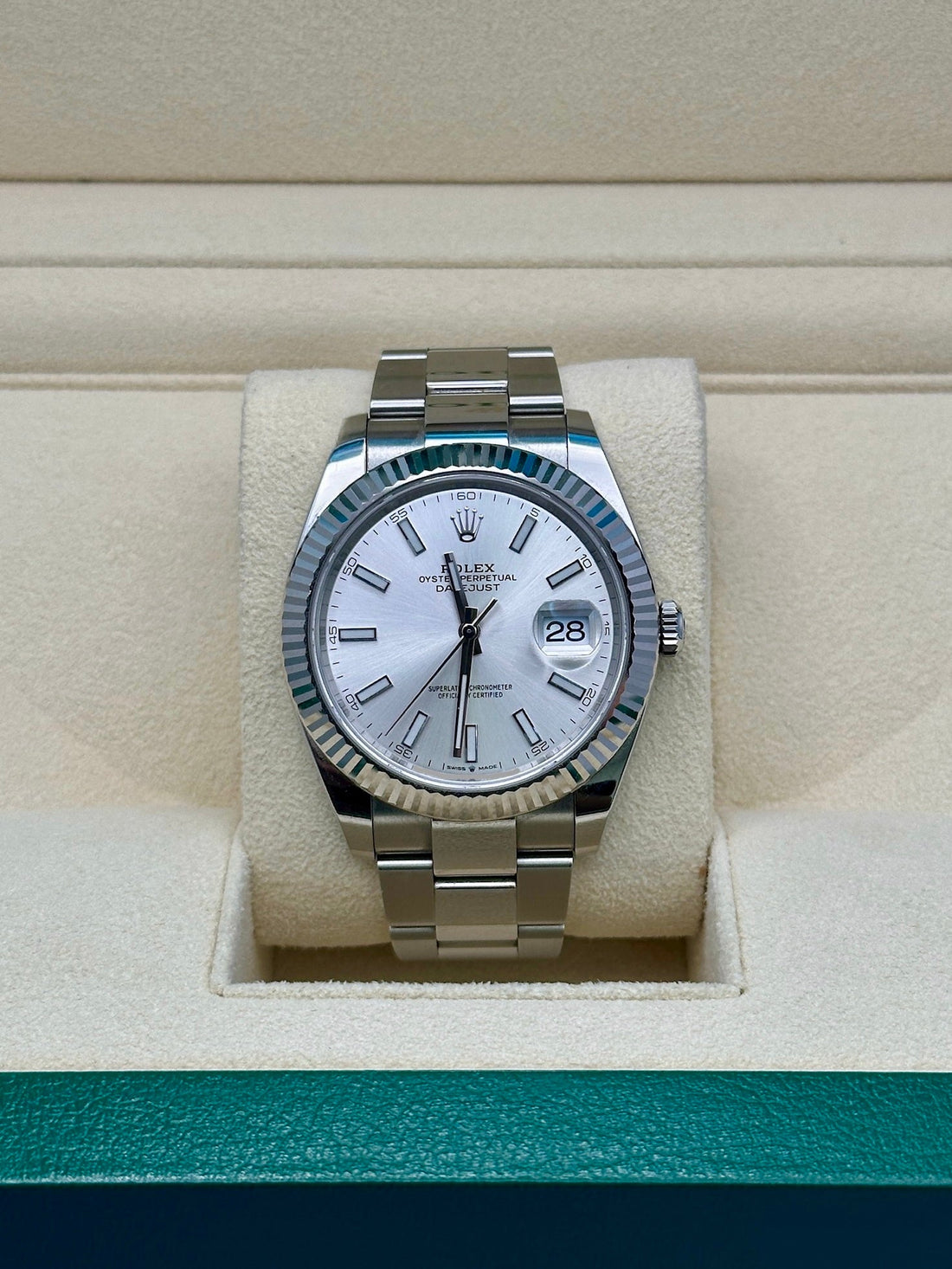 Rolex Datejust 41 126334, 2024, silver index dial, Oyster bracelet
