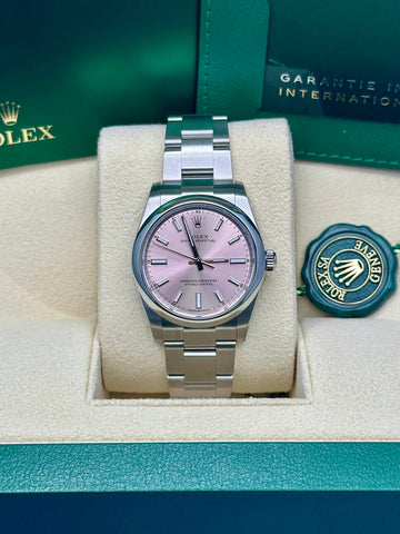 Rolex Oyster Perpetual 34 Watch - Domed Bezel - Pink Index Dial