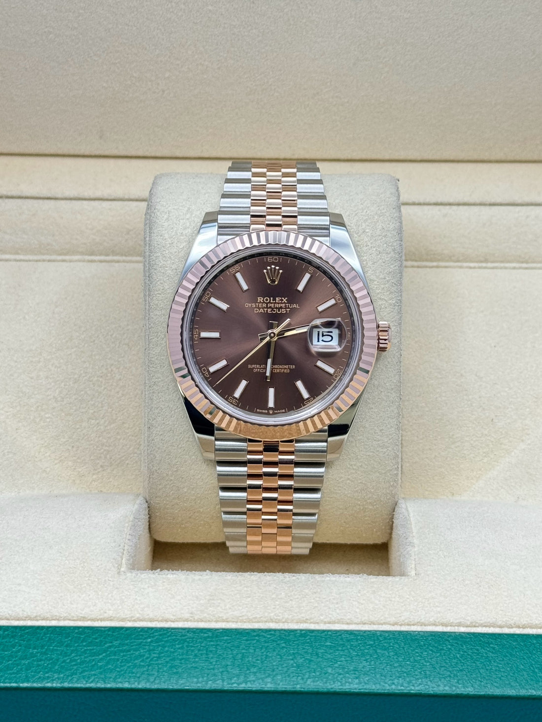 Rolex Datejust 41 126331, 2024, chocolate index dial, Jubilee bracelet