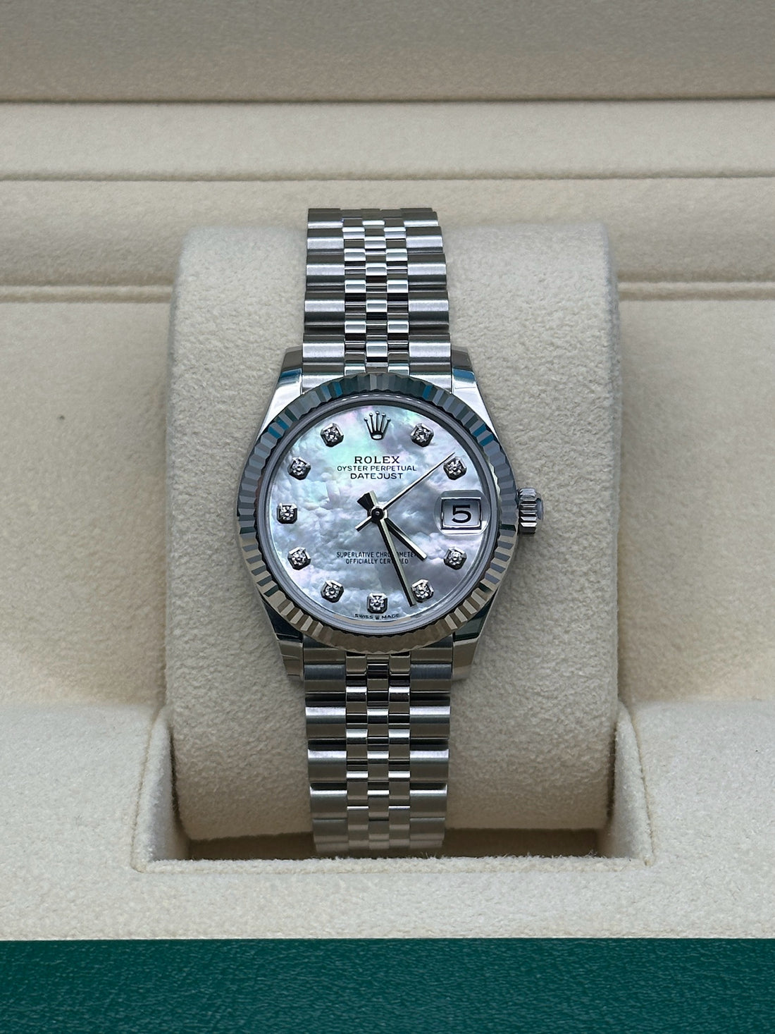 Rolex Datejust 31 278274, 2024, white mother-of-pearl diamond dial, Jubilee bracelet