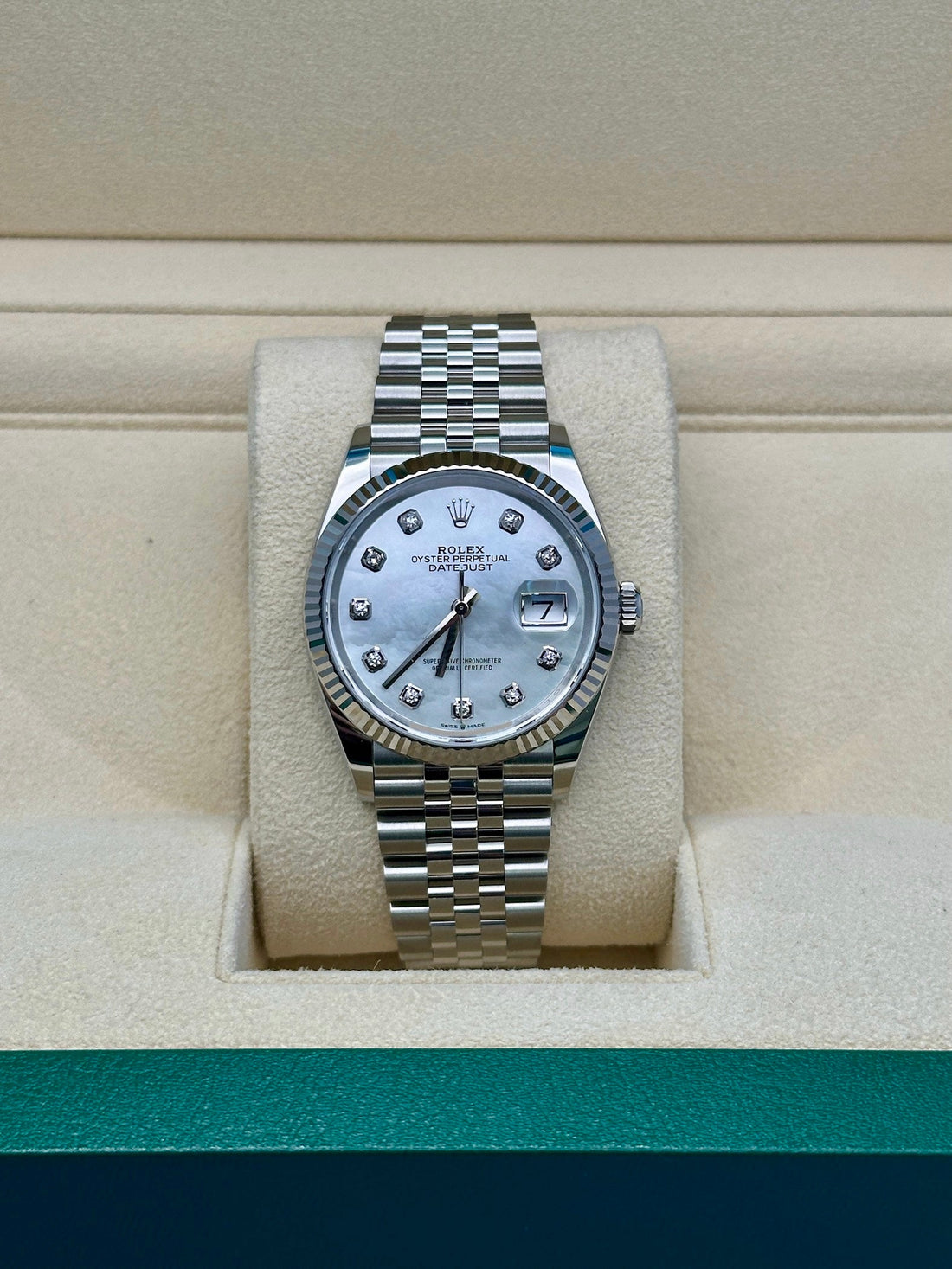Rolex Datejust 36 126234, 2024, mother-of-pearl diamond dial, Jubilee bracelet