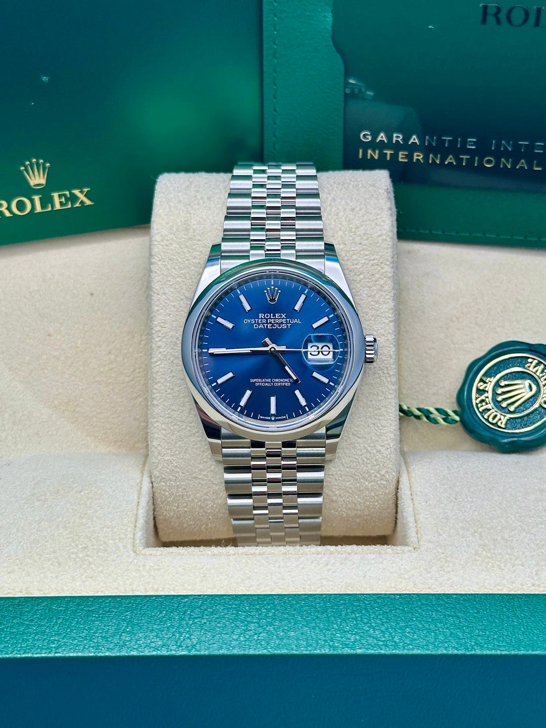 Rolex Steel Datejust 36 Watch - Domed Bezel - Blue Index Dial - Jubilee Bracelet - 2019 Release - 126200 blij