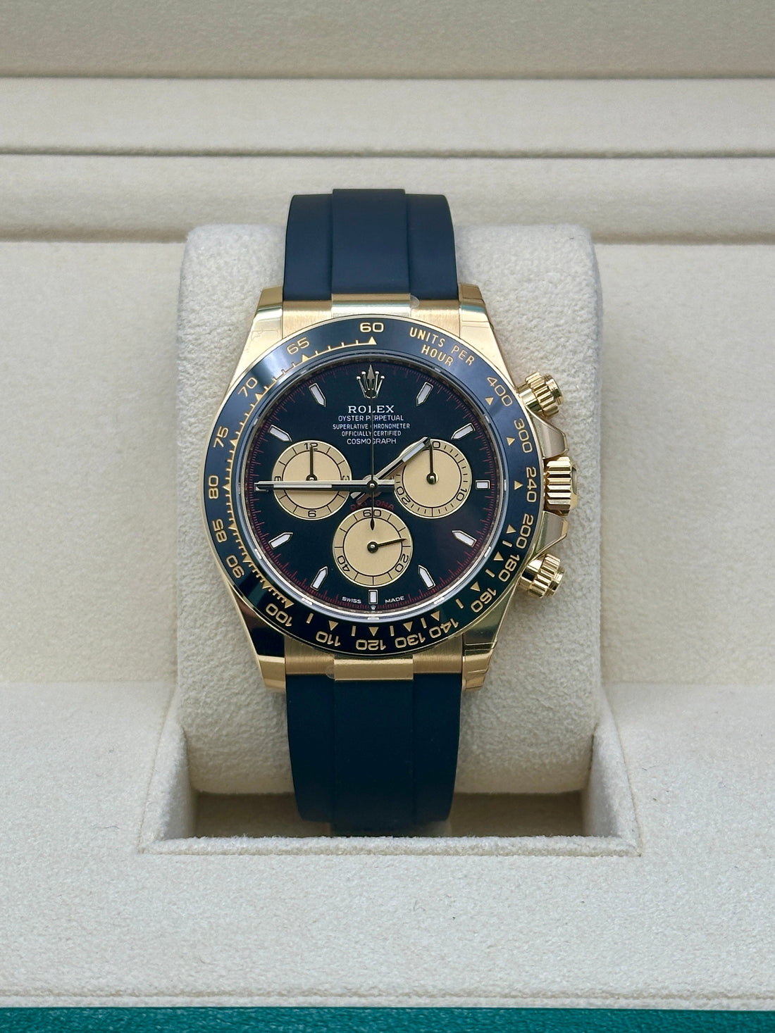 Rolex Daytona 126518LN, 2024, black and champagne index dial, Oysterflex bracelet