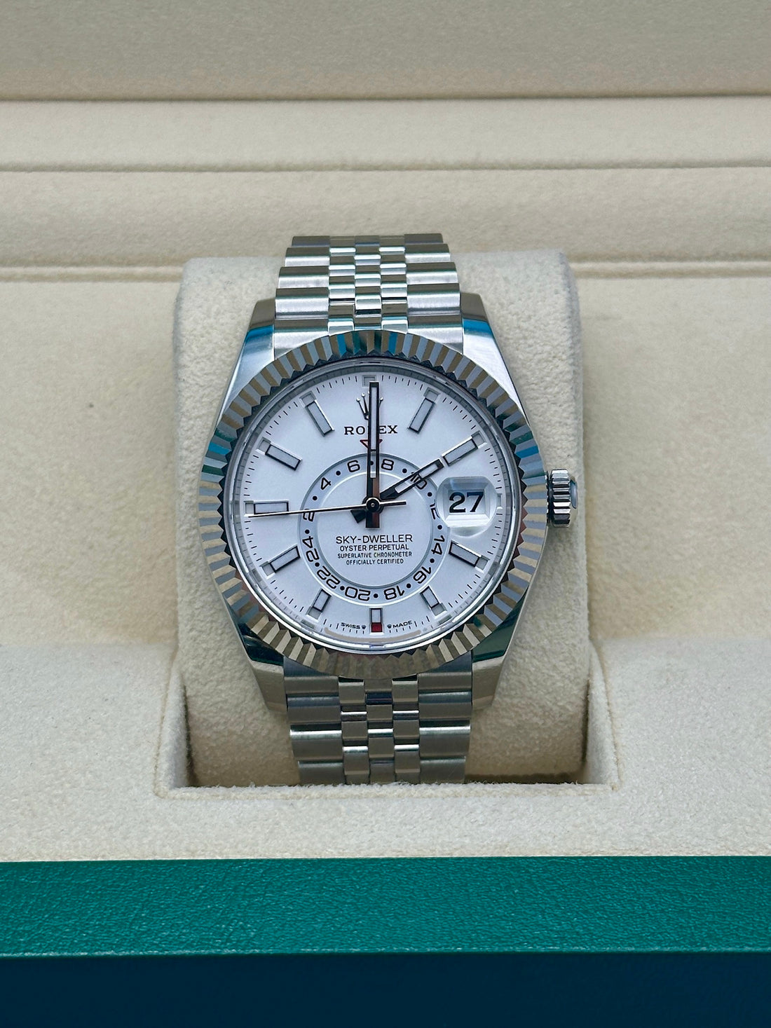 Rolex Sky Dweller 42 White Dial Stainless Steel Jubilee Mens Watch 336934