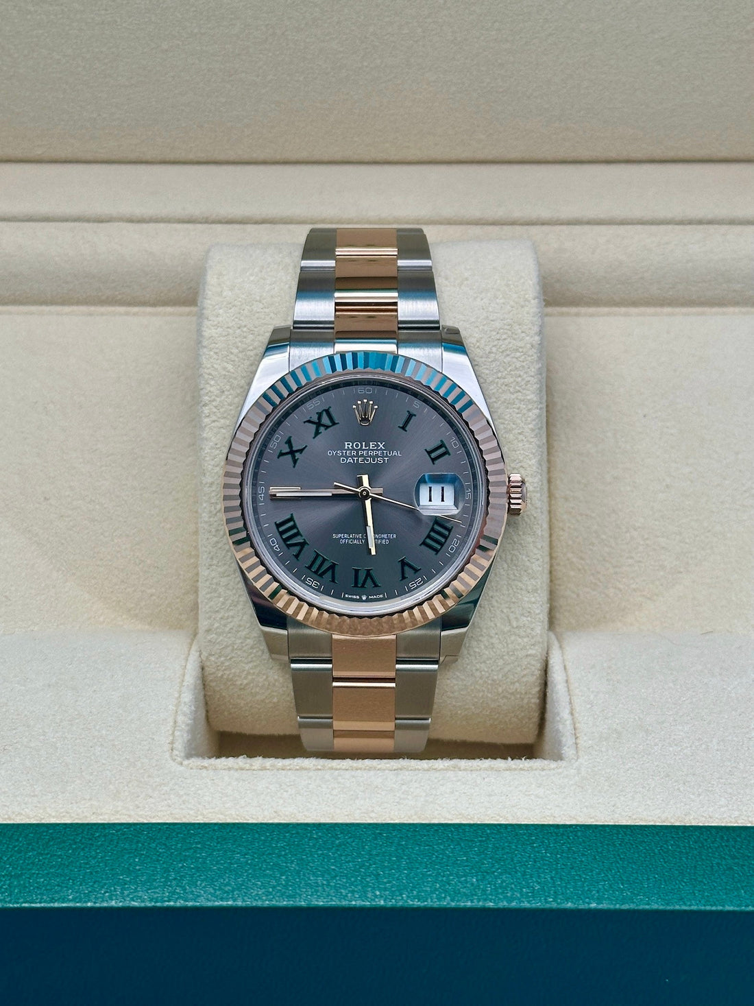 Rolex Datejust 41 126331, 2024, slate gray green Roman dial, Oyster bracelet