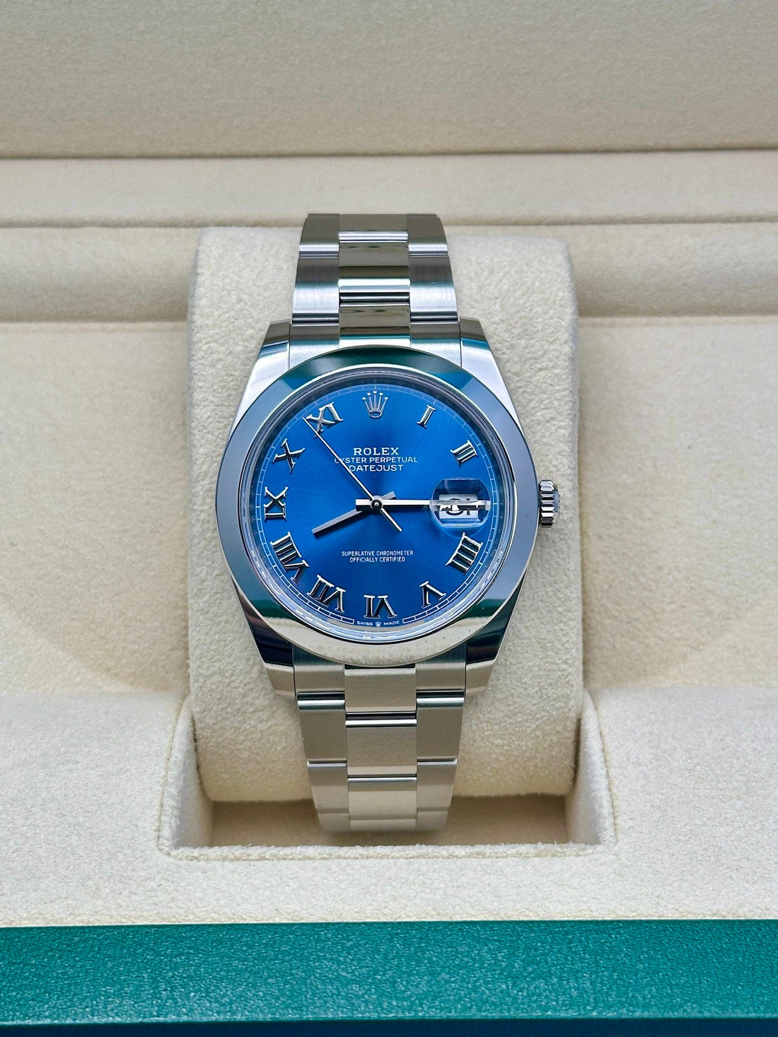 Rolex Datejust 41 126300, 2023, blue Roman dial, Oyster bracelet
