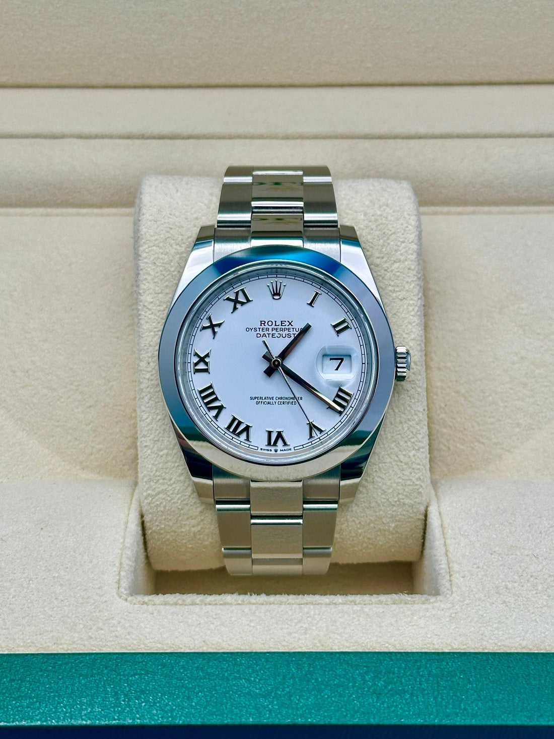 Rolex Datejust 41 126300, 2024, white Roman dial, Oyster bracelet