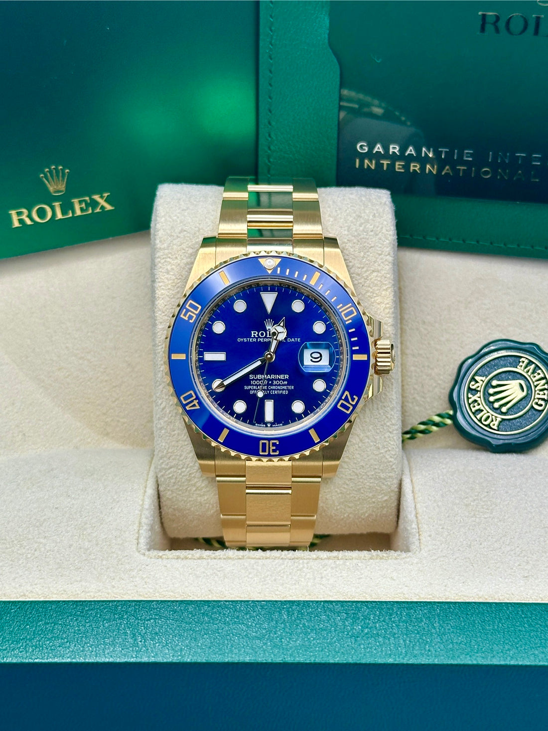 Rolex Yellow Gold Submariner Date Watch - Blue Bezel - Blue Dial - 126618LB