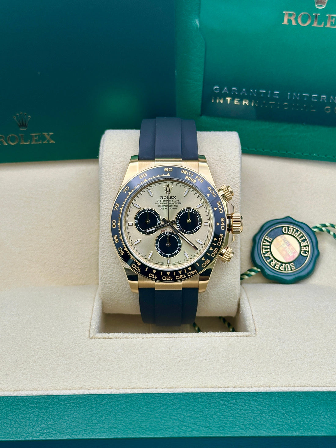 Rolex Yellow Gold Cosmograph Daytona Watch - Black Cerachrom Bezel - Golden And Black Index Dial - Oysterflex Strap - 126518ln chbkiof