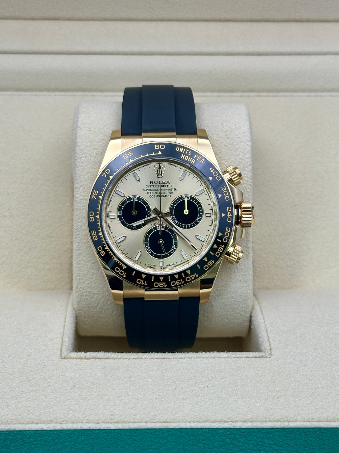 Rolex Daytona 126518LN, 2024, golden and black index dial, Oysterflex bracelet