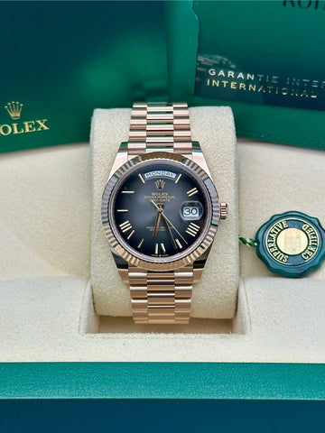 Rolex Everose Gold Day-Date 40 - Slate Dial - President Bracelet - 228235 slate