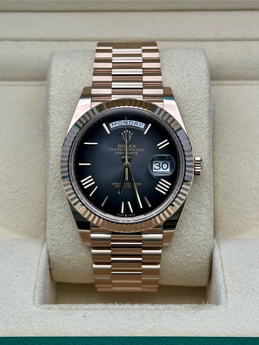 Rolex Everose Gold Day-Date 40 - Slate Dial - President Bracelet - 228235 slate