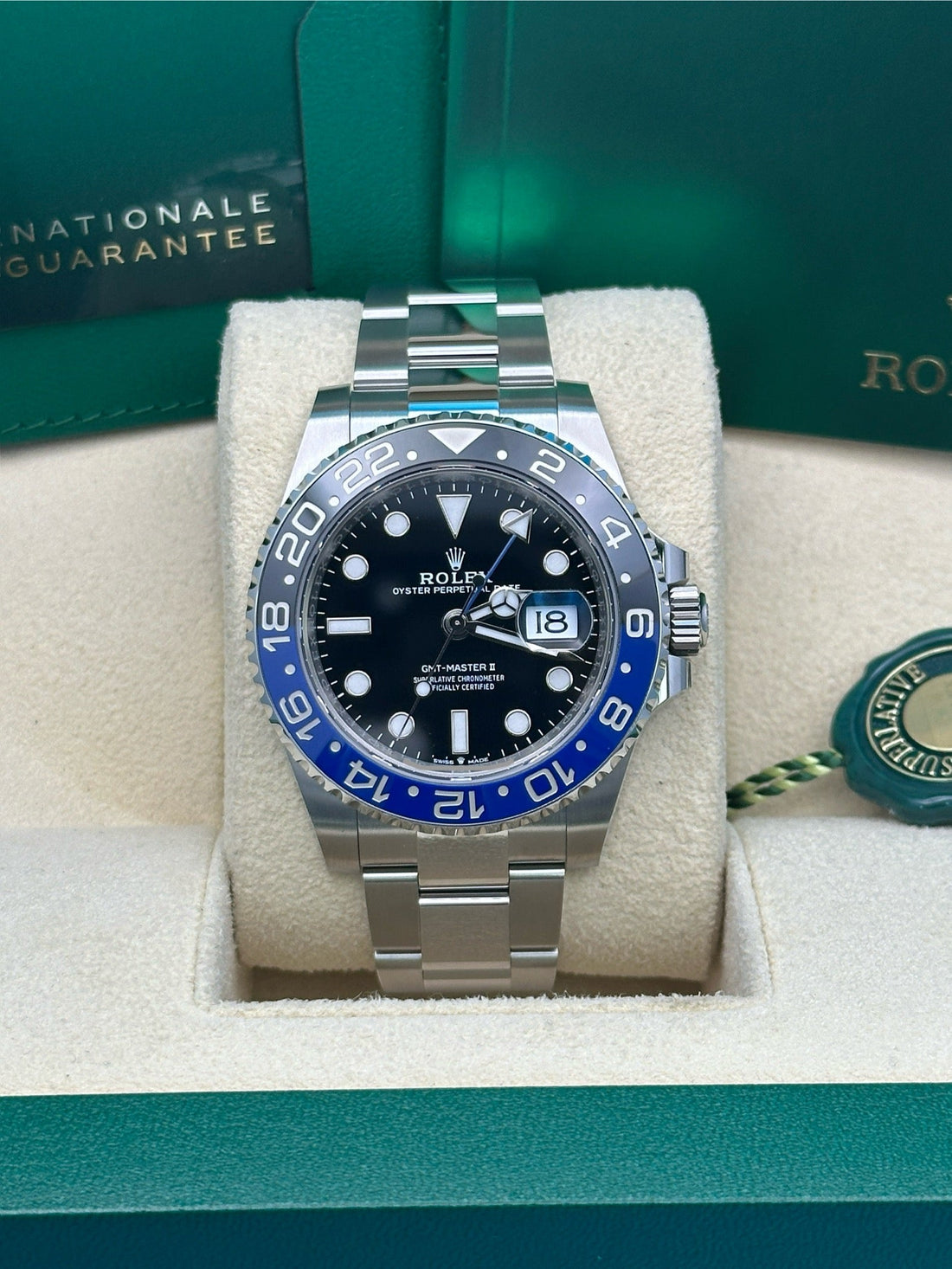 Rolex Steel GMT-Master II 40 Watch - Black And Blue Batman Bezel - Black Dial - Oyster Bracelet - 126710BLNR