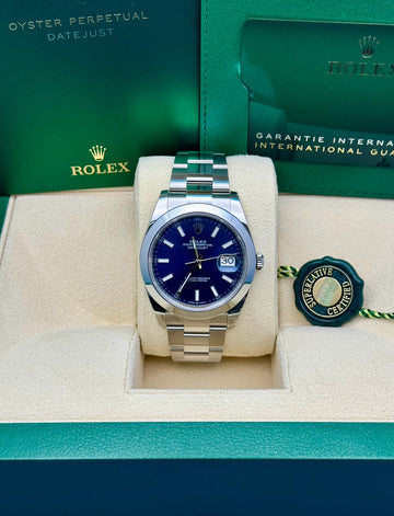 Rolex Datejust 41 126300, 2024, blue index dial, Oyster bracelet