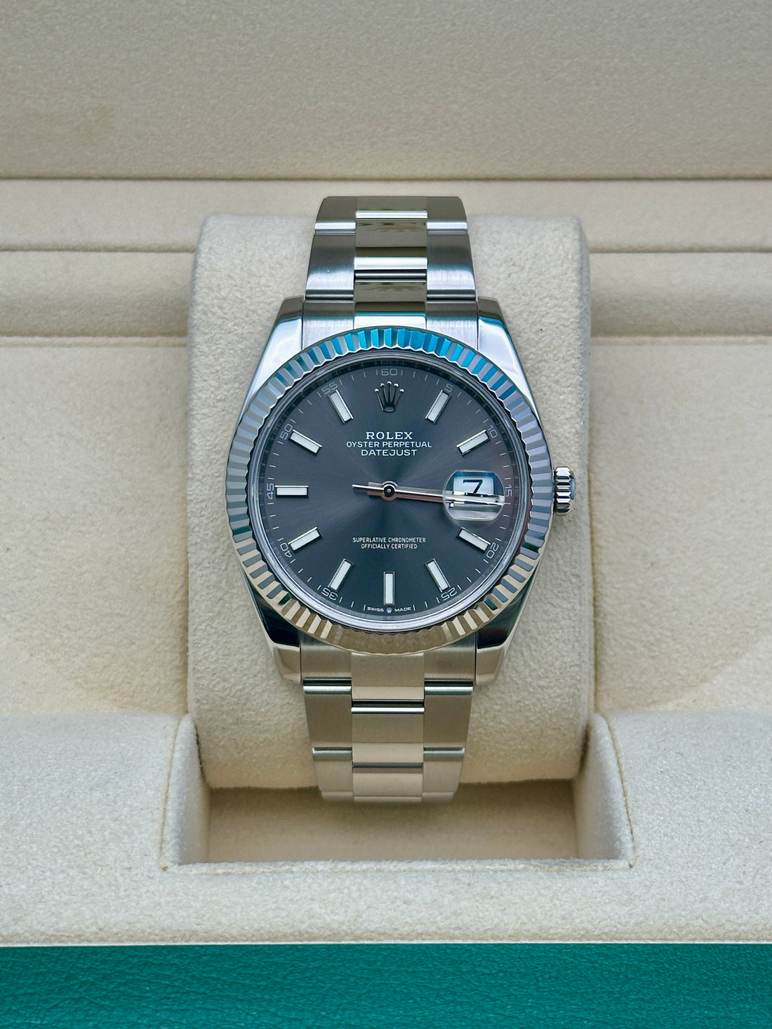 Rolex Datejust 41 126334, 2024, dark rhodium index dial, Oyster bracelet