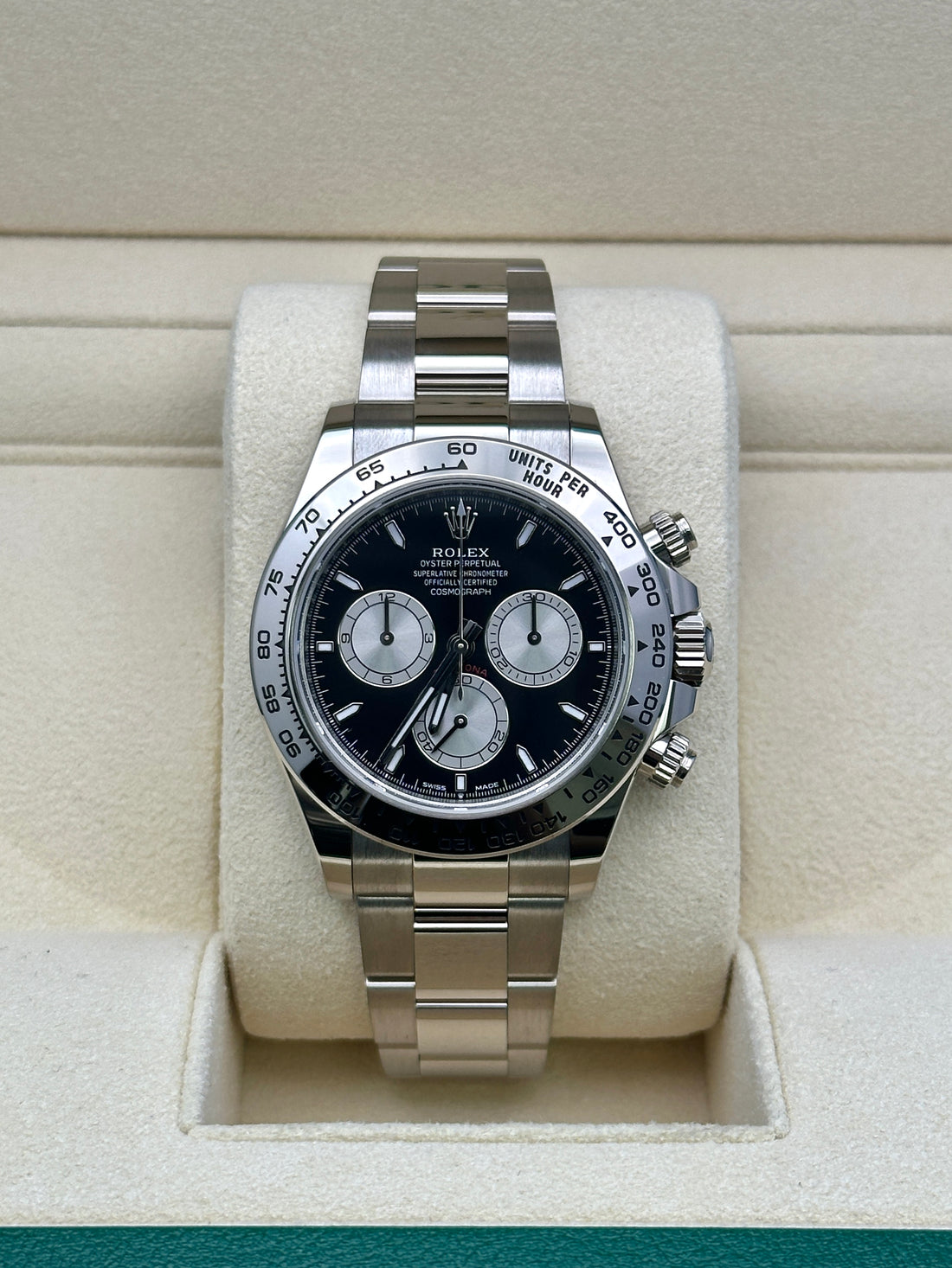 Rolex Daytona 126509, 2024, black and steel index dial, Oyster bracelet