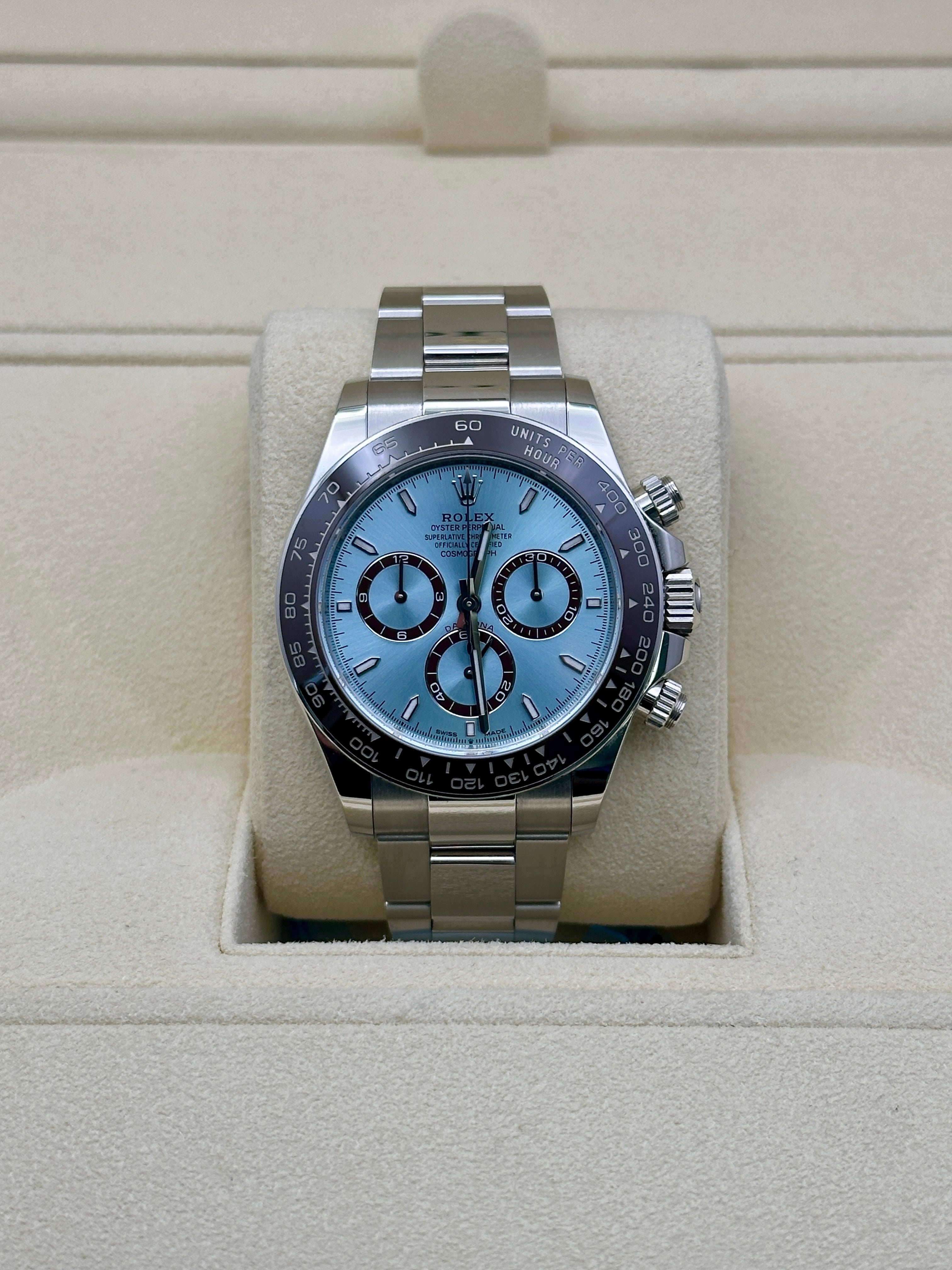 Rolex Platinum Daytona - Chestnut Brown Cerachrom Bezel - Ice Blue Ind
