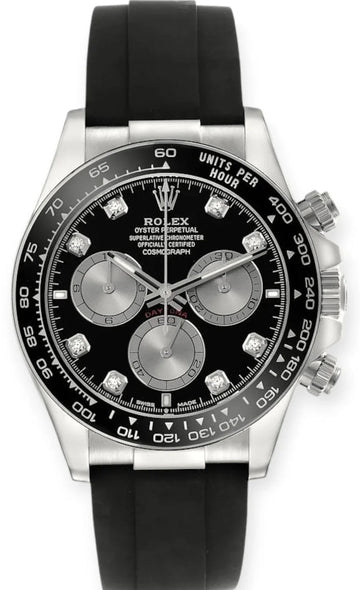 Rolex White Gold  Daytona   - Black And Steel Diamond Dial - 126519ln bkstdof