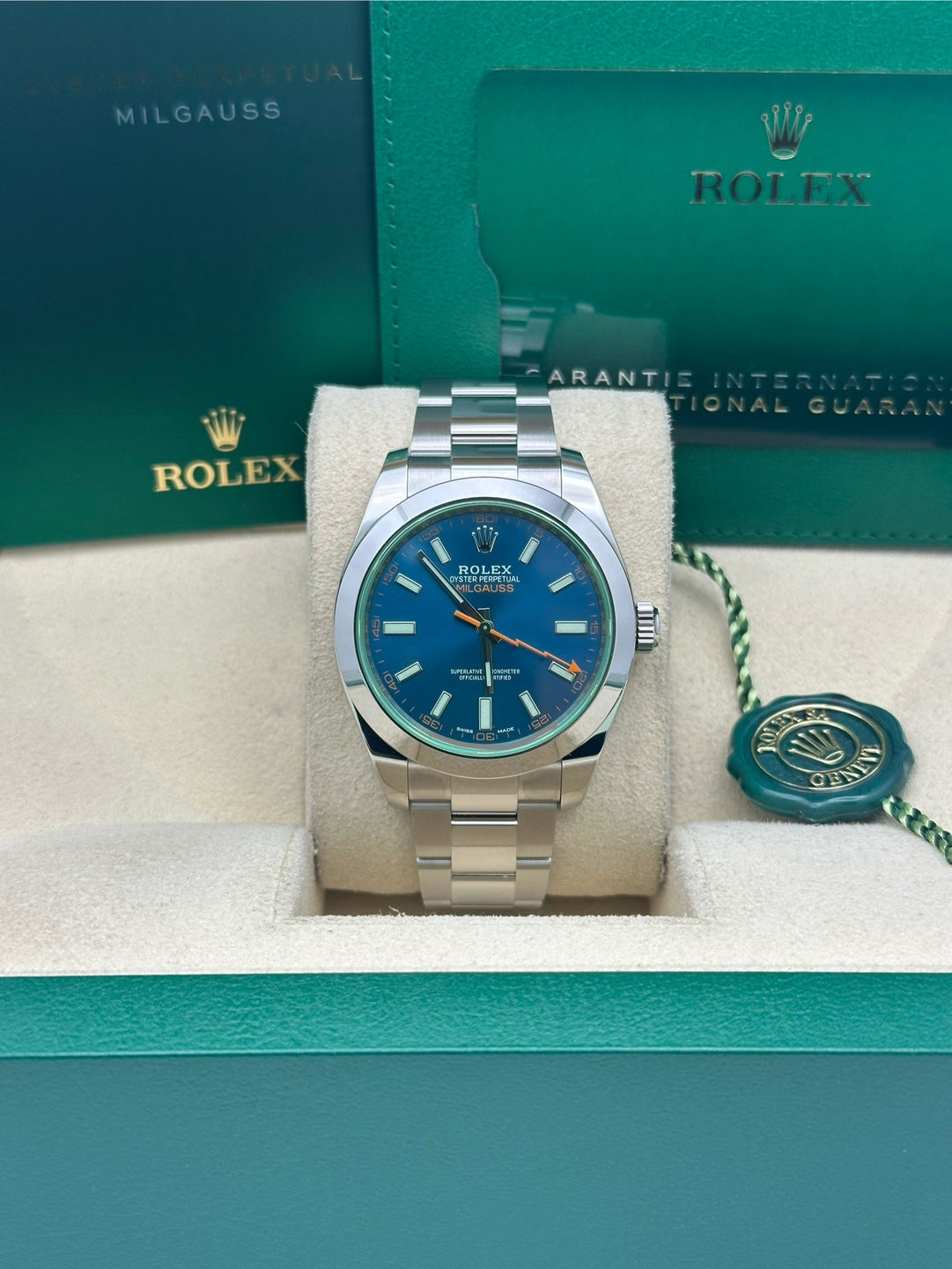 Rolex Steel Milgauss - Smooth Bezel - Blue Dial