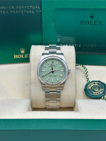 Rolex Oyster Perpetual 34 Pistachio Green Dial Oyster Bracelet - 124200 - 2025