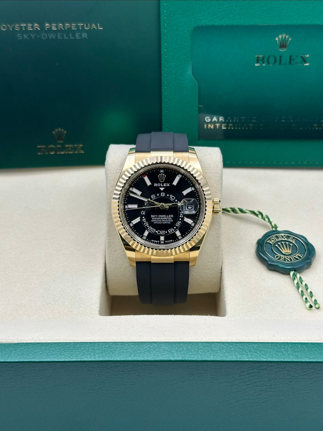 Rolex Sky Dweller 42 Black Dial Yellow Gold Mens  336238
